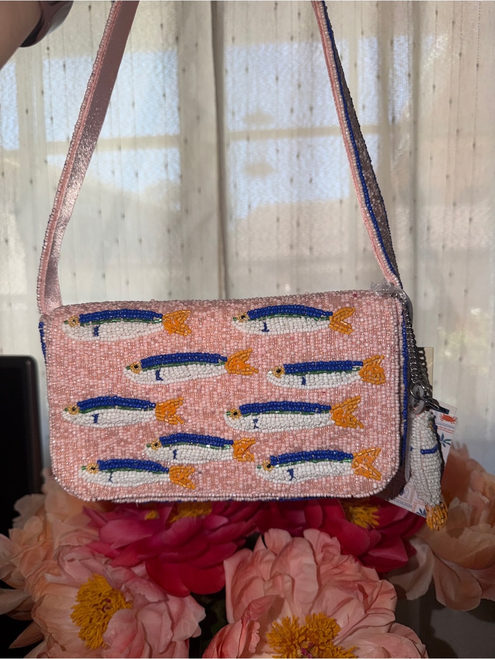 Viral Pink Beaded Sardine Bag